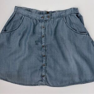 Jolt Blue Denim Button-Front Skater Skirt